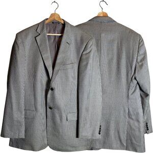 Leonardo Valenti Houndstooth Wool Silk Sport Coat Blazer Jacket Men's 48L Italy